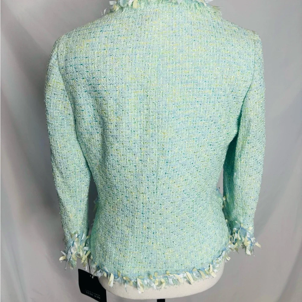 NWT Rickie Freemon for Terri John Fringe Tweed Blazer - Picture 7 of 9